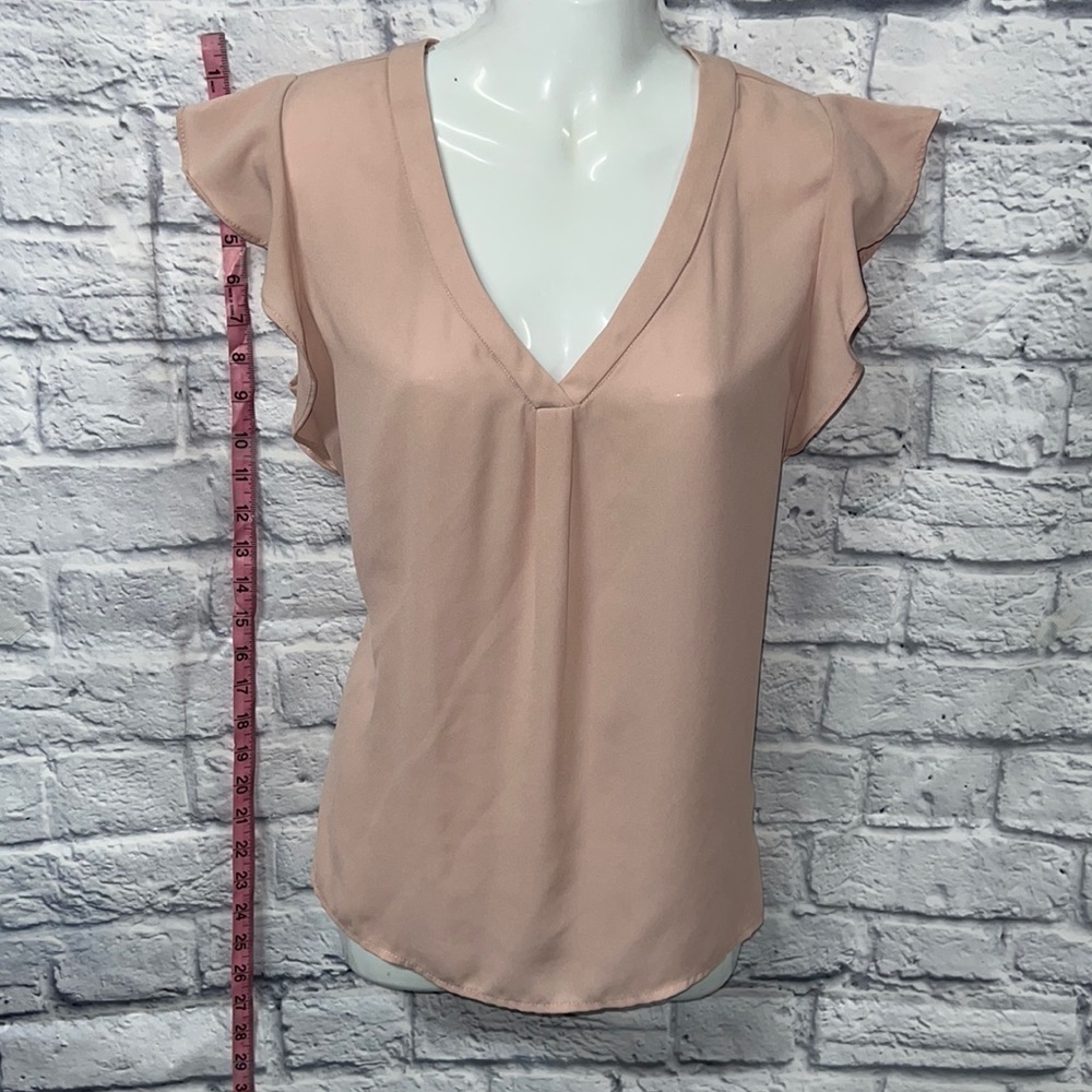 Philosophy blush pink ruffle Shoulder sleeve | v neck | size XS